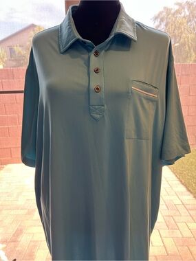 Men's Teal Short-Sleeve Polo with Chest Pocket